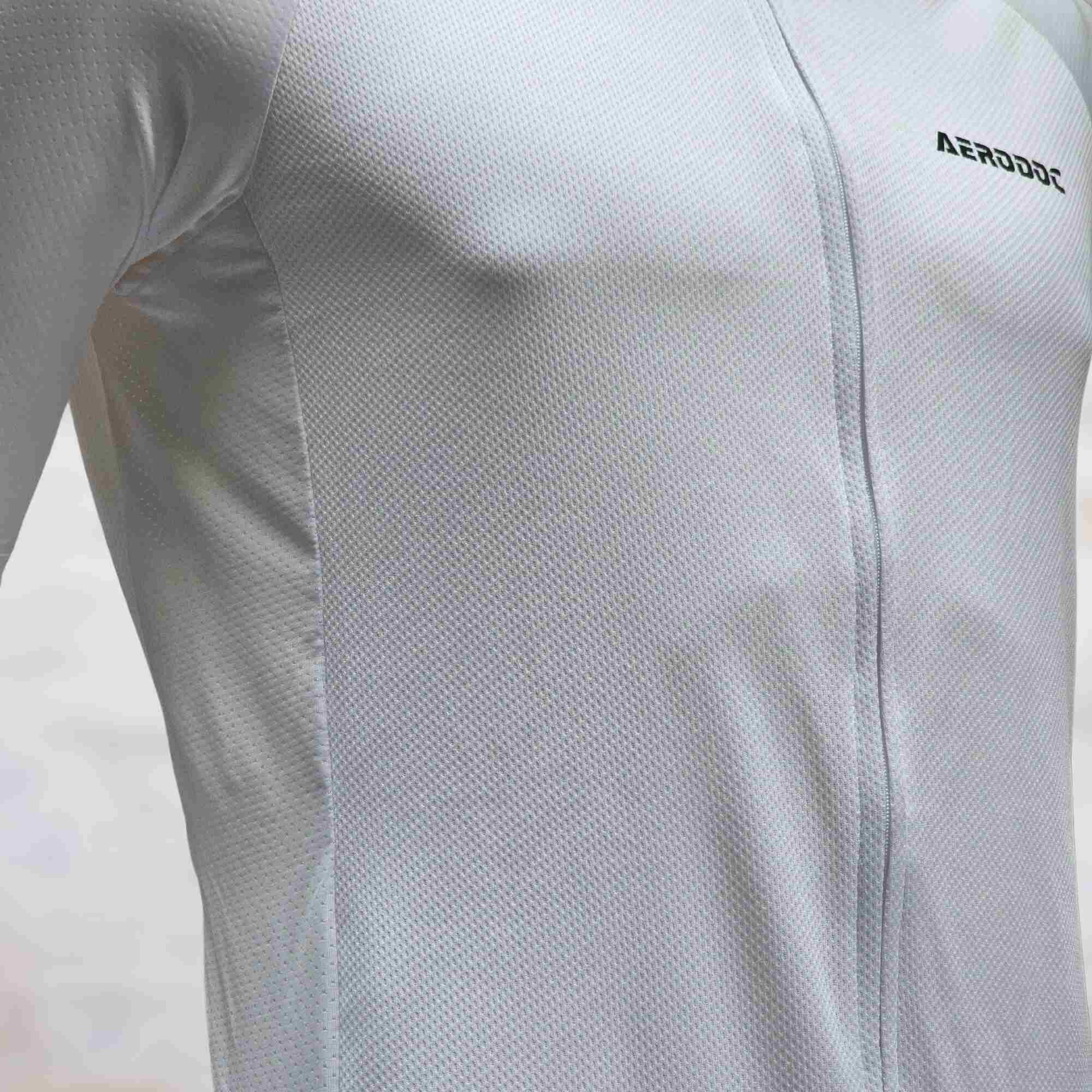 Aerodoc Glide White Cycling jersey with waterproof zipper pocket