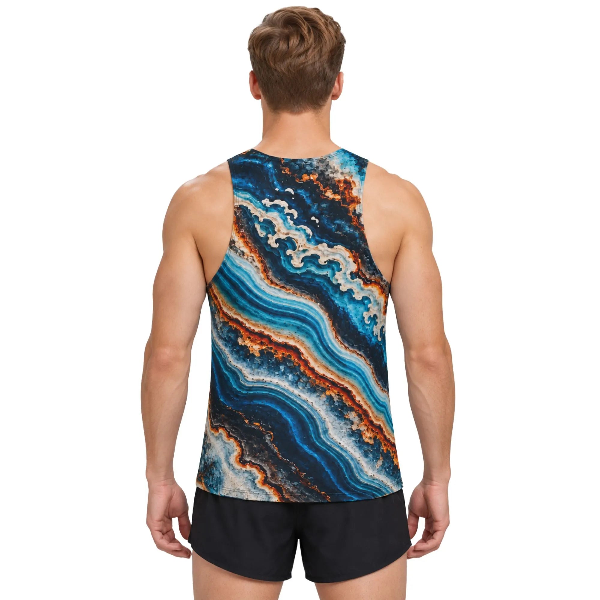 WaveRunner men's blue wave running tank top back view