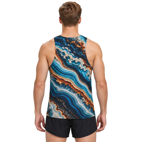WaveRunner men's blue wave running tank top back view