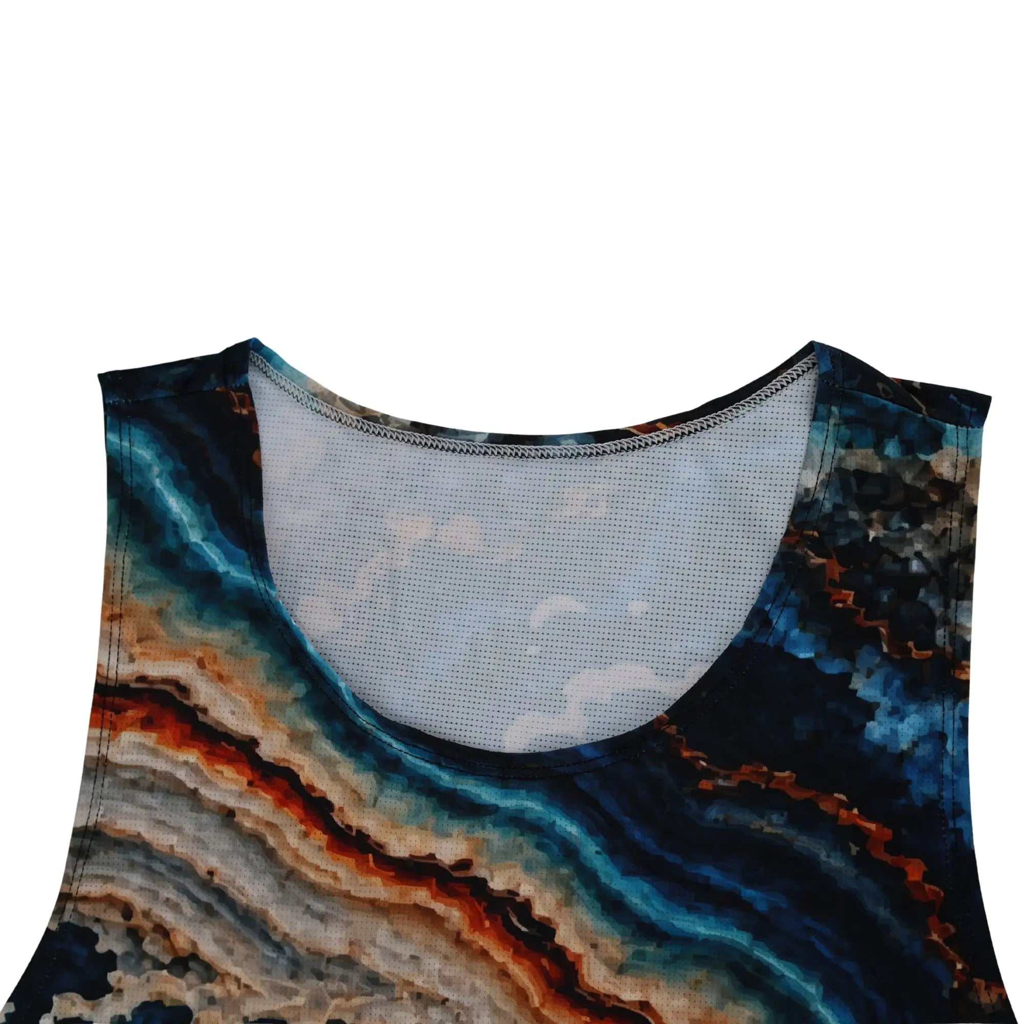WaveRunner men's blue wave tank top scoop neckline detail